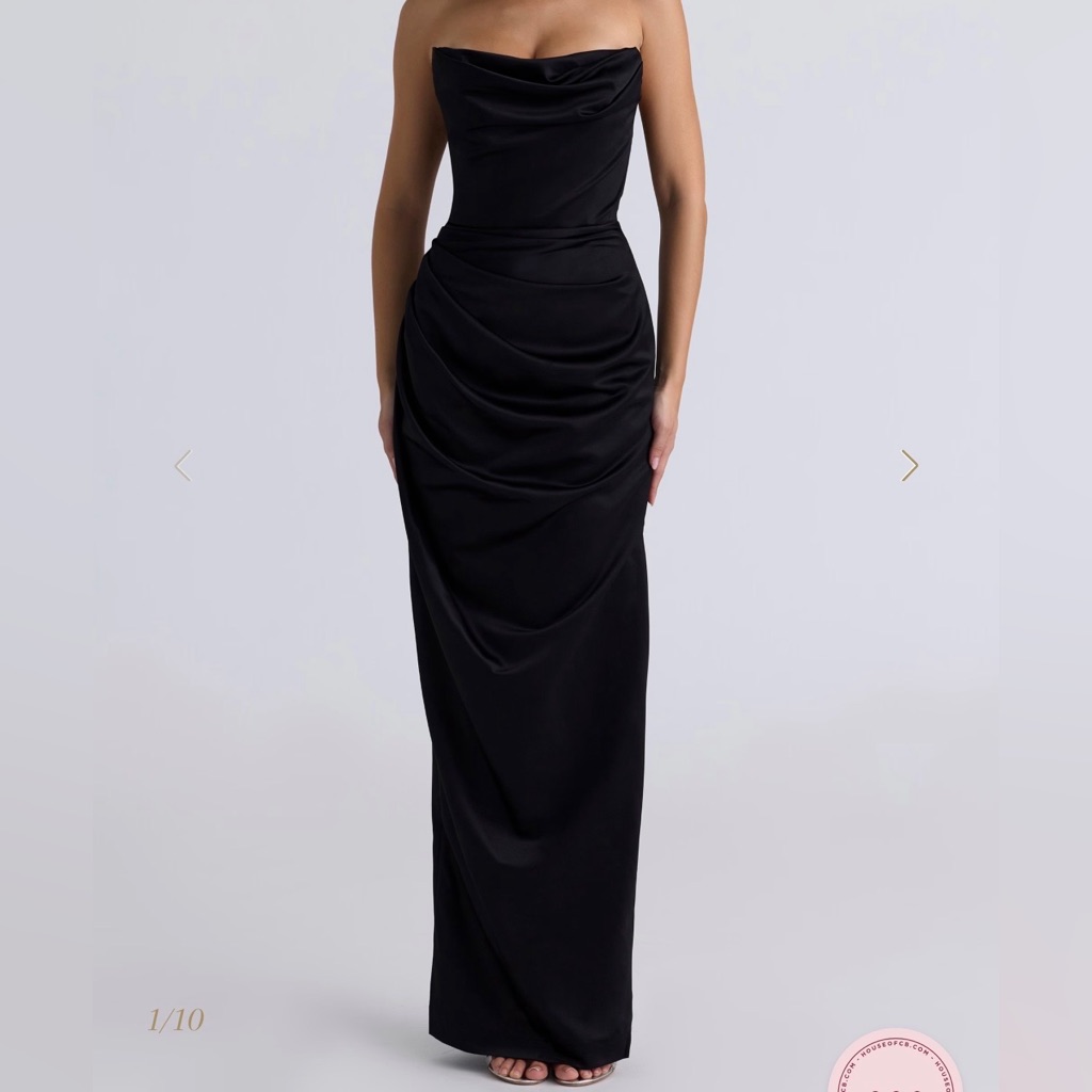 Elegant Black Draped Evening Dress
